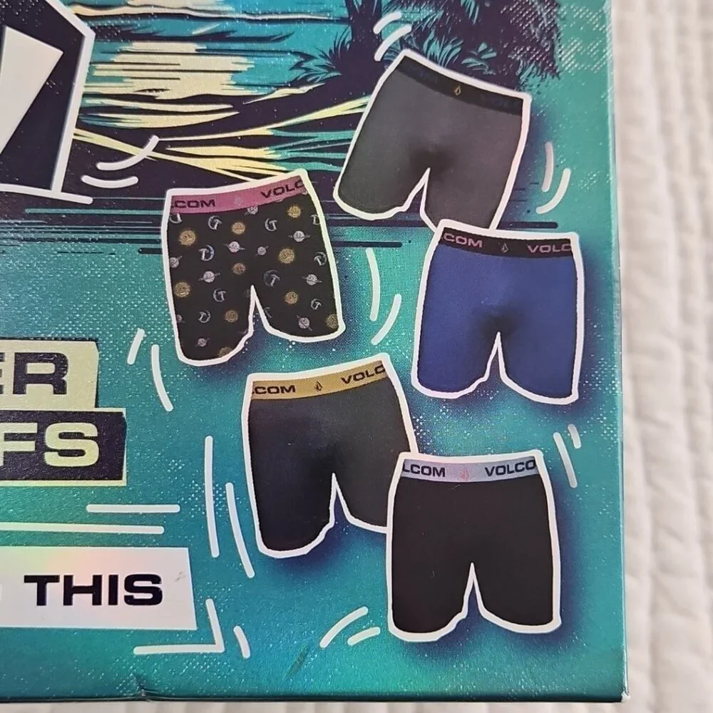 Volcom 5 Pack Boxer Briefs Size Small (28-30) 5.5 inch Inseam‎ NEW Stretch NWT
